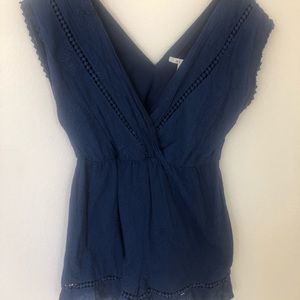 Navy Eyelet Romper